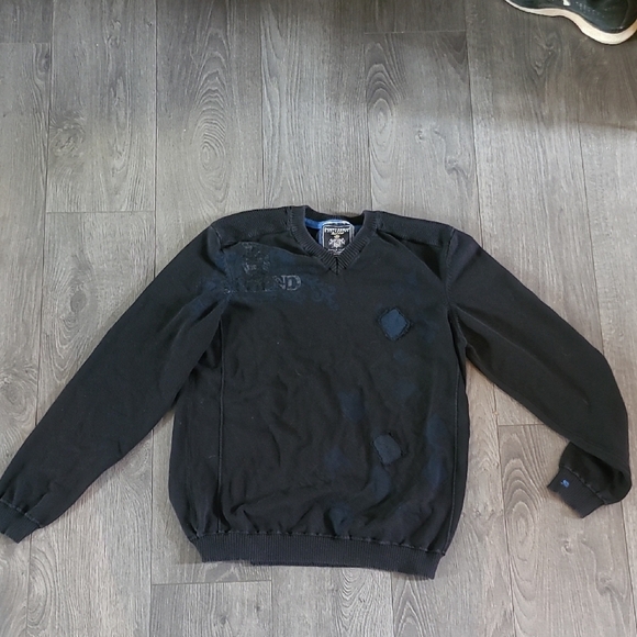 Men's Black And Blue Point Zero V-neck Sweater - Picture 1 of 5